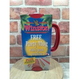 1992 Winston Smoke 34oz Promotional Drink Mug Original Packaging Vintage Red New